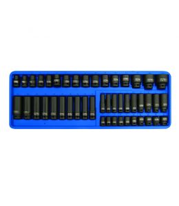 46 pc 3/8" & 1/2" Drive metric impact socket set tray