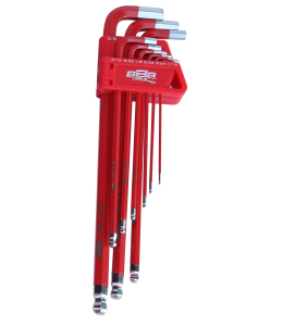 KEY SET 9PC SAE BALL DRIVE HEX (RED)